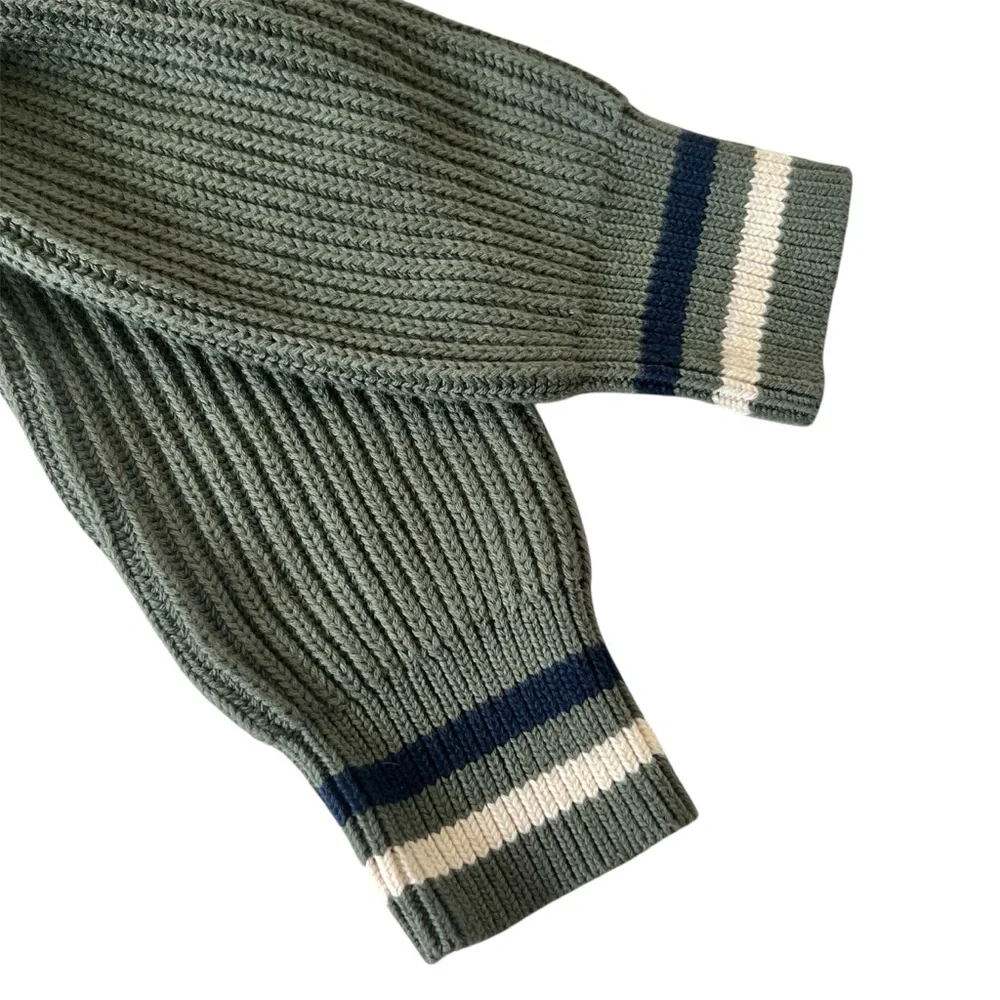 NWT J.Crew Heritage Ribbed Cotton Half Zip Mock Neck Sweater Olive Green Small